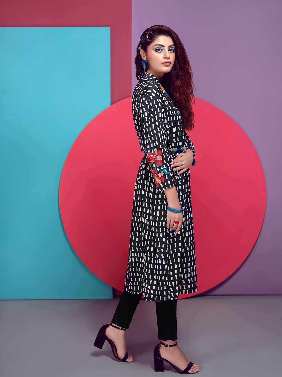 FS21-65-Mix and Match Printed Micro Modal Embroidered Tunic