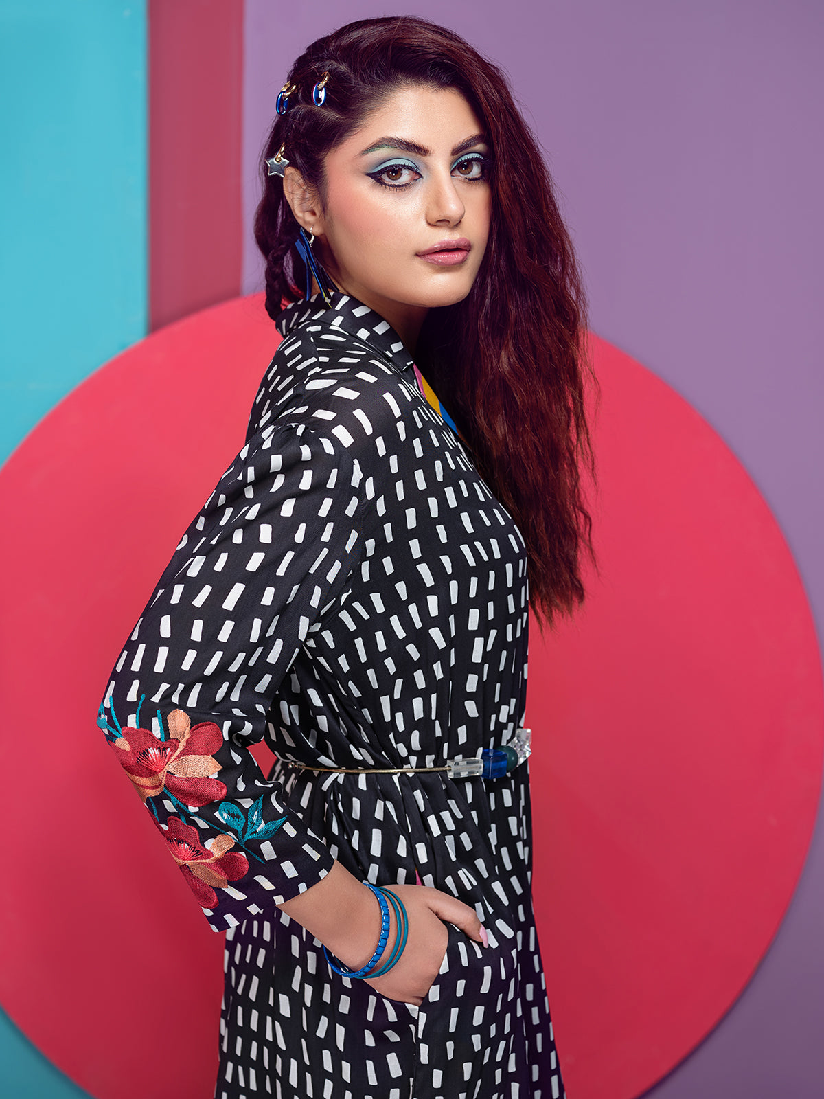 FS21-65-Mix and Match Printed Micro Modal Embroidered Tunic