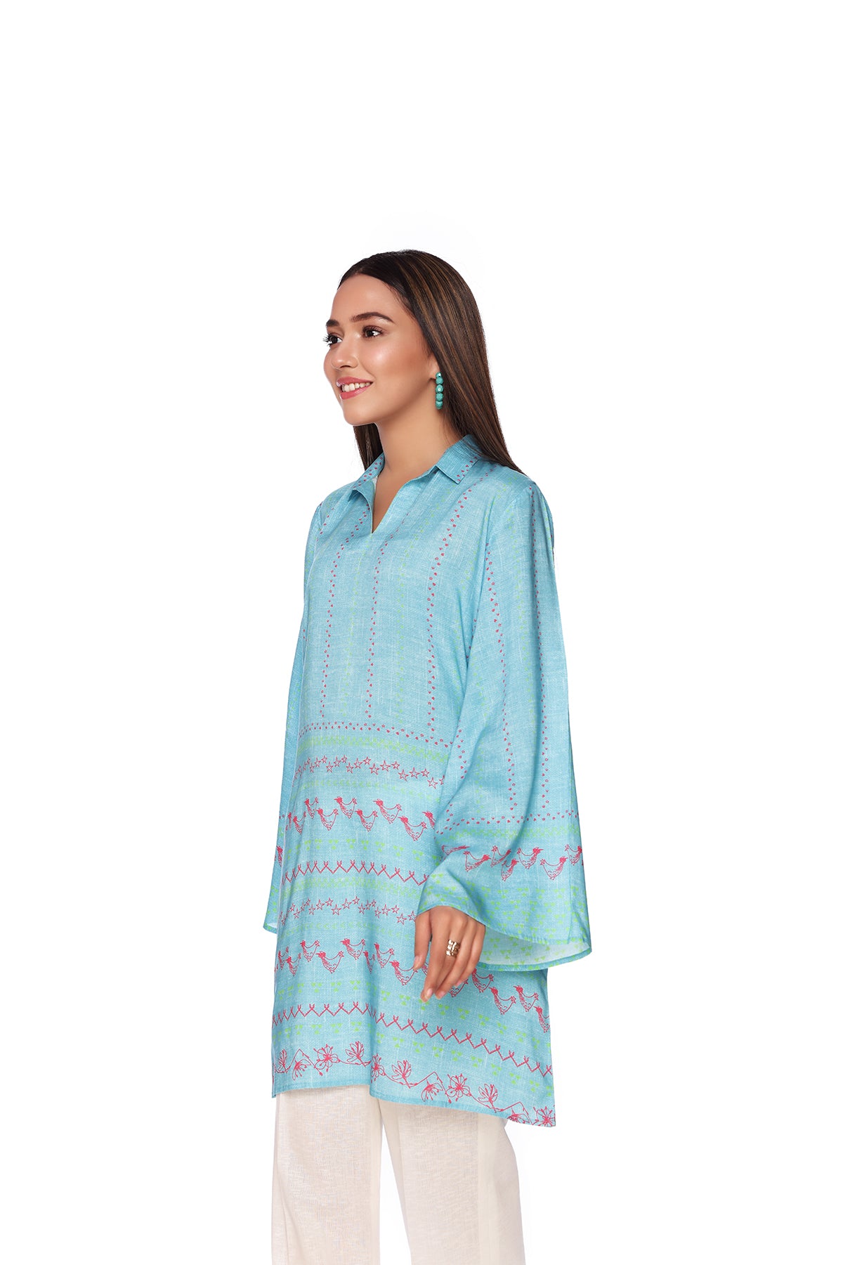 FS22-12-Printed Collar Neck Tunic