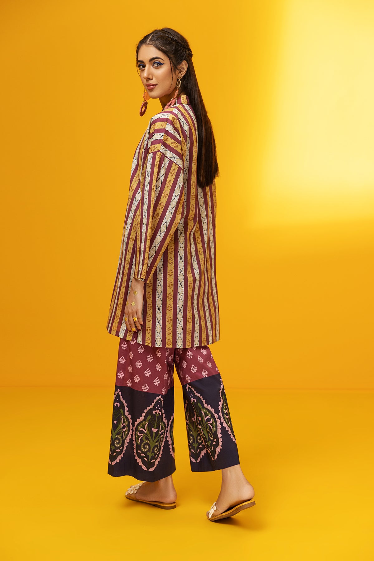 FS22-29-Printed Collar Shirt With Trousers 2PC