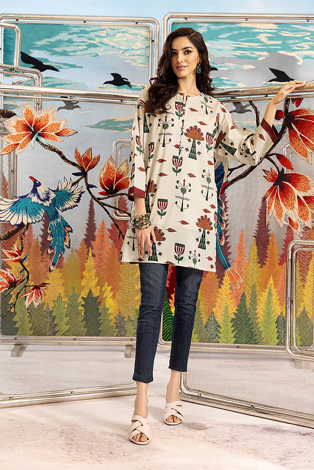 FS22-37-Round Neck Printed Tunic