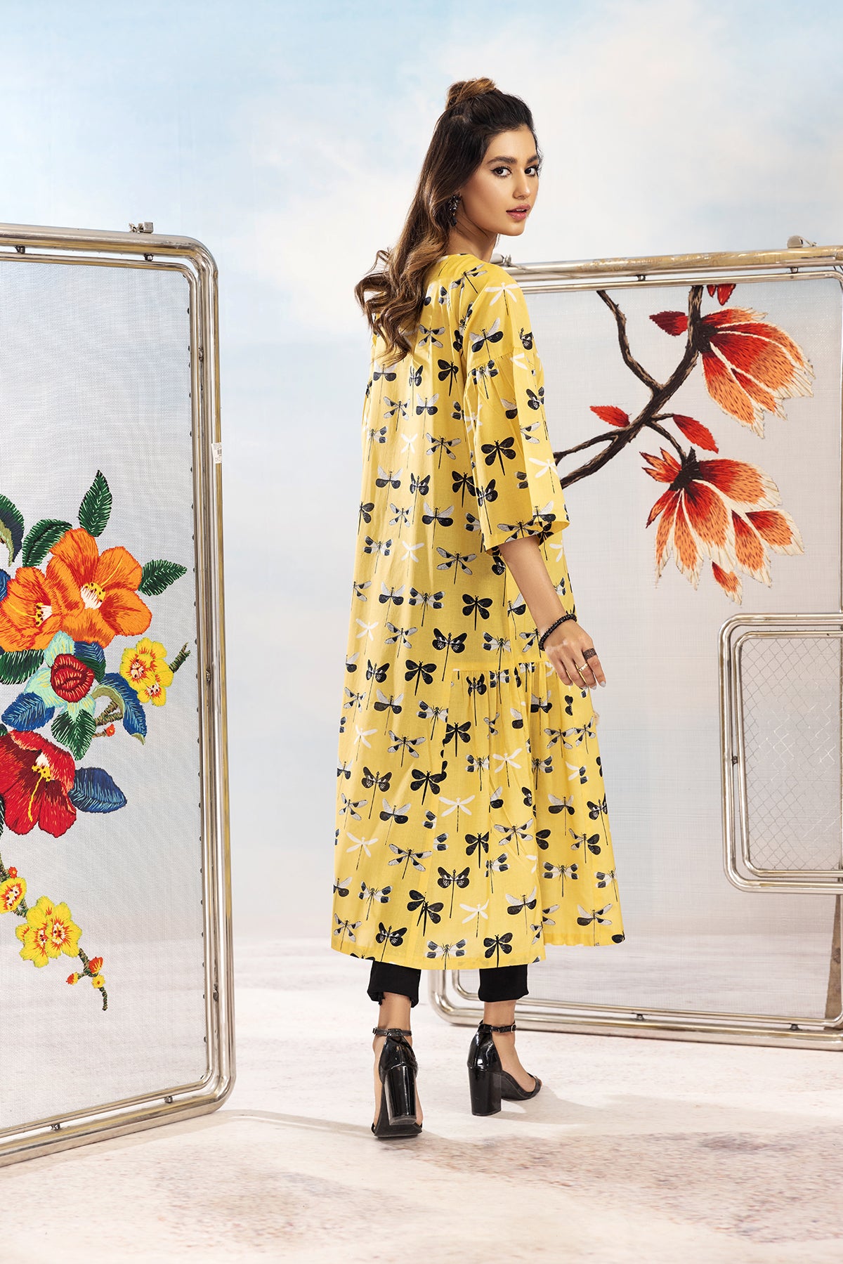 FS22-39-Printed Dori Detailing Long Dress