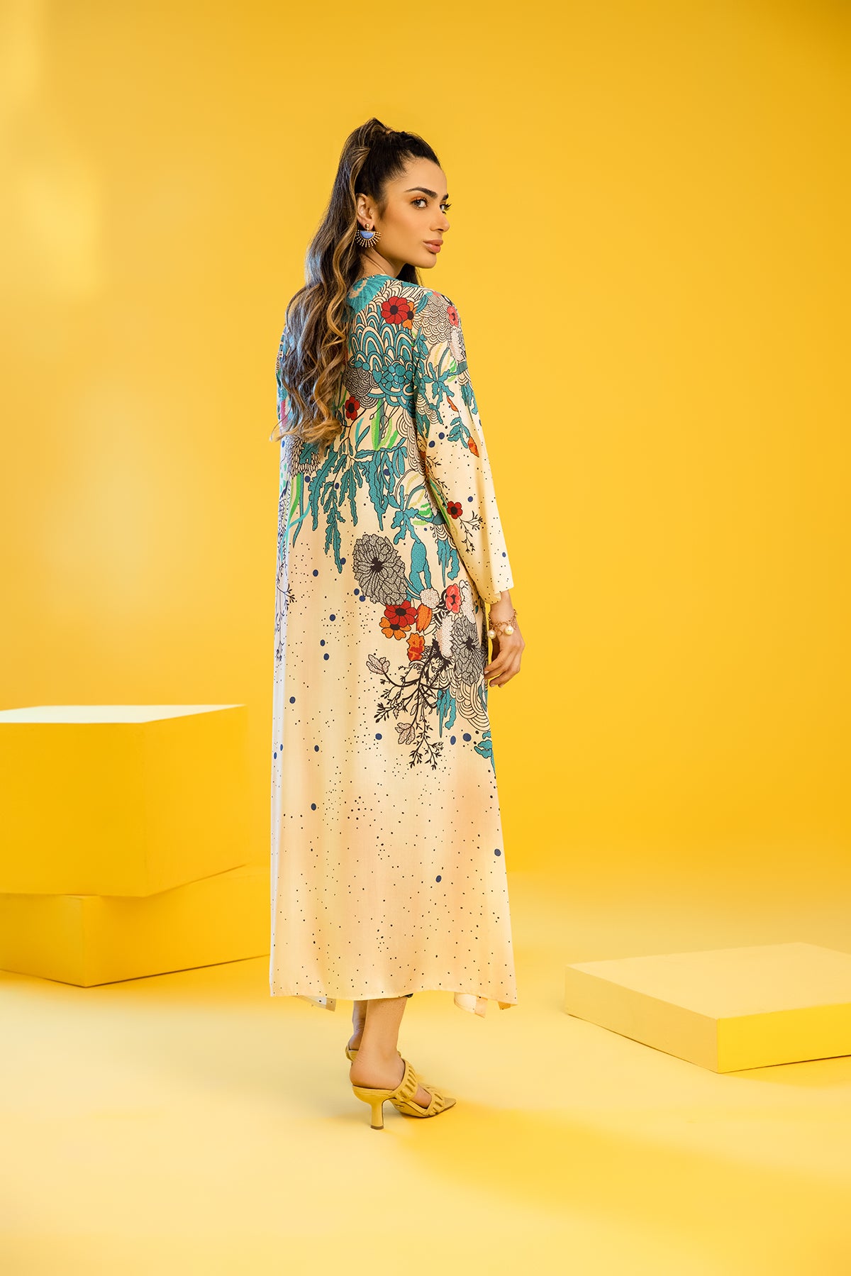 FS22-68-Tassels Detailing Printed Long Dress
