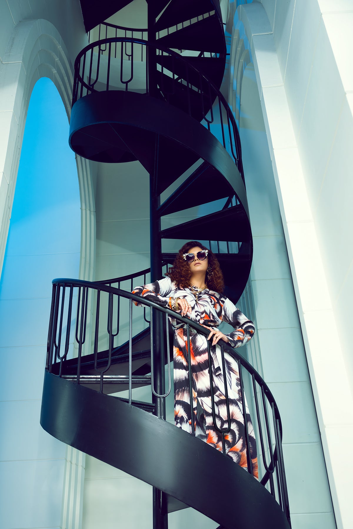 FW20-11 Digital Printed Long Fusion Dress - 1PC