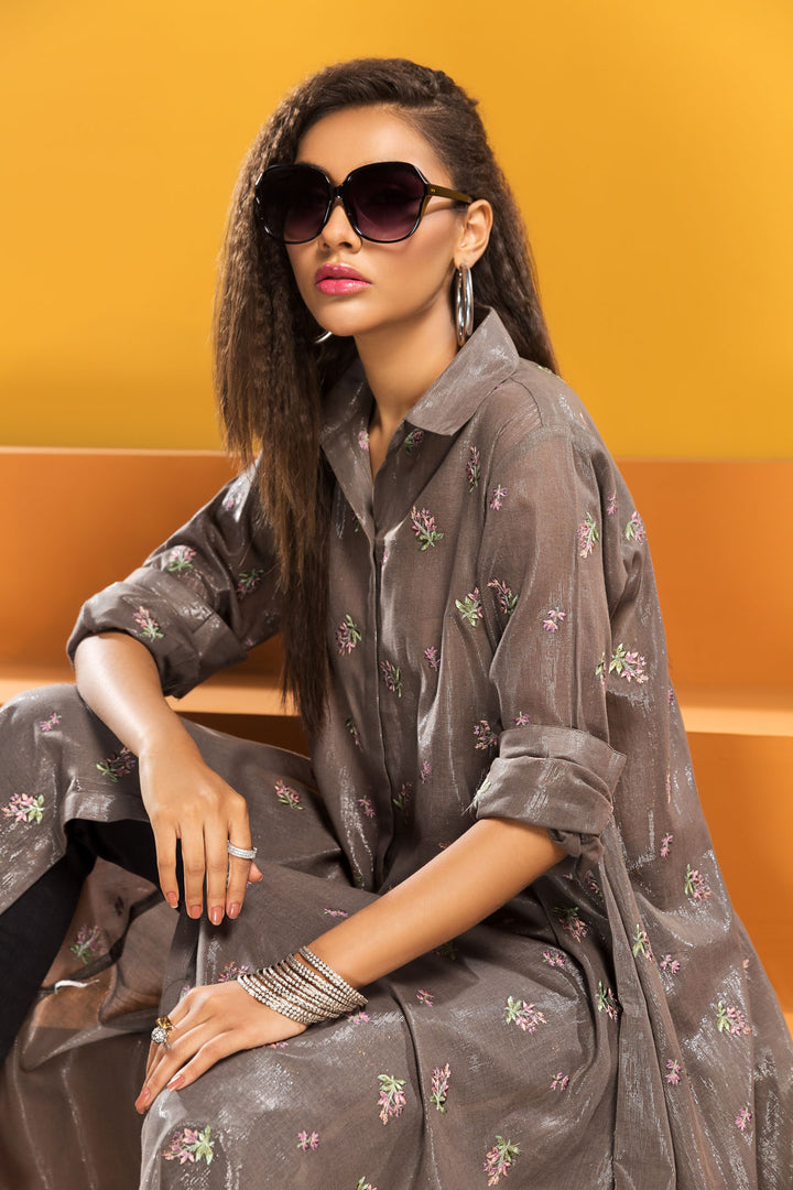 KF20-14 Dyed Embroidered Fusion Top - 1PC - Nishat Linen UAE