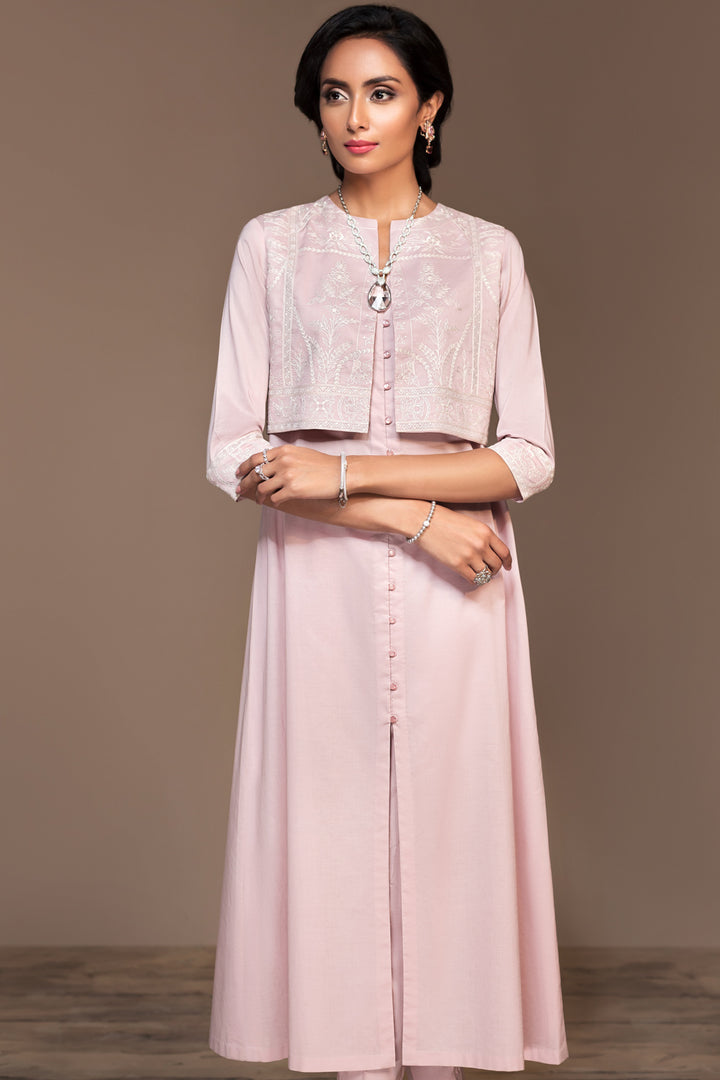 KF20-18 Dyed Embroidered Stitched Formal Long Dress & Jacket – 2PC - Nishat Linen UAE