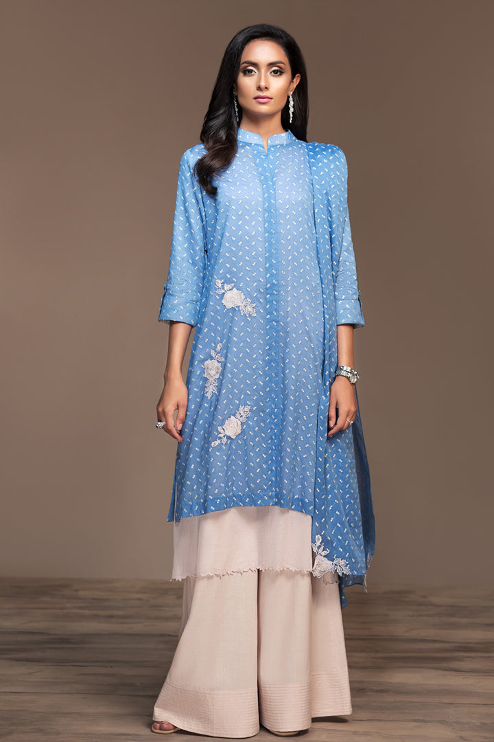 KF20-04 Printed Embroidered Stitched Formal Voil Shirt & Dupatta - 2PC - Nishat Linen UAE