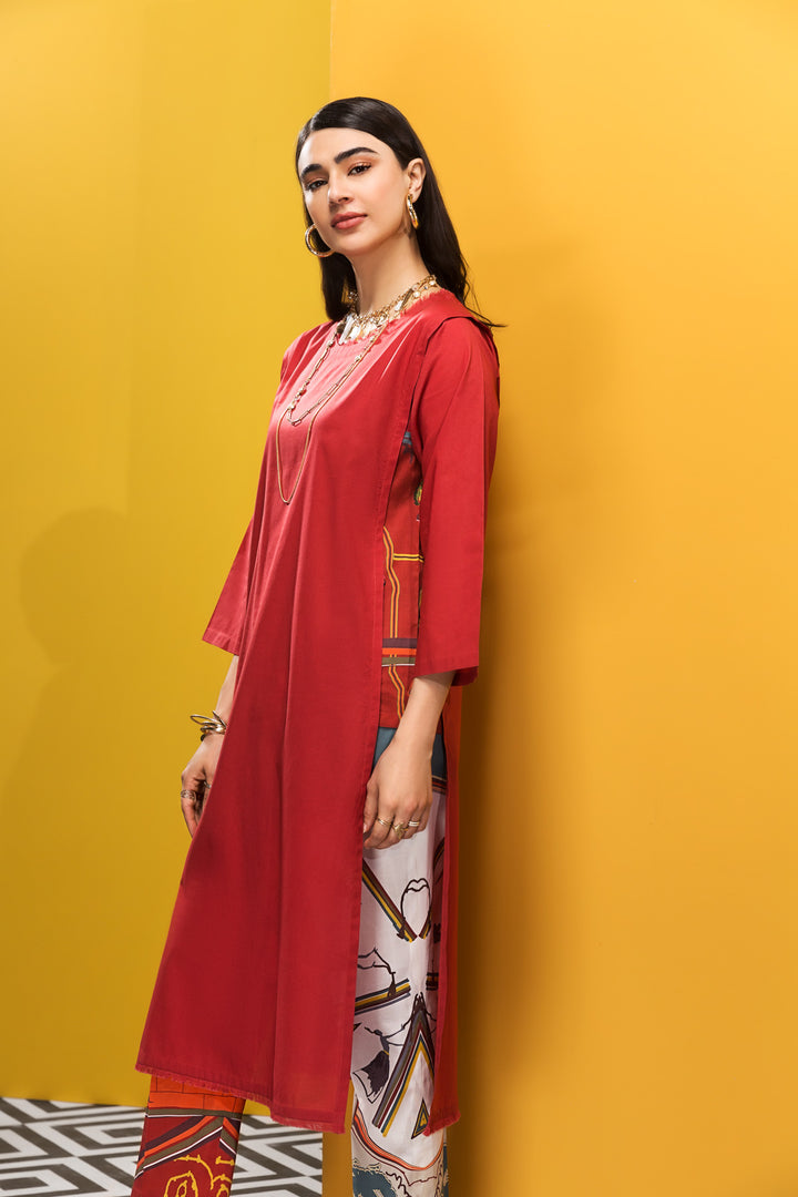 KF20-58 Dyed Stitched Fusion Lawn Shirt & Printed Trouser - 2PC - Nishat Linen UAE