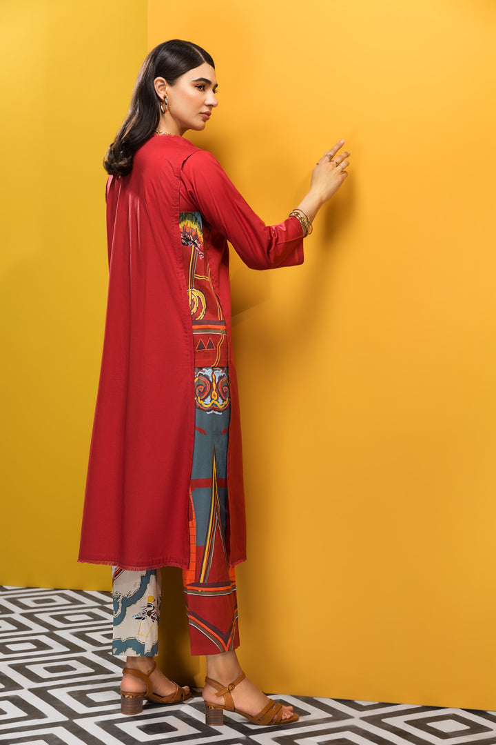 KF20-58 Dyed Stitched Fusion Lawn Shirt & Printed Trouser - 2PC - Nishat Linen UAE