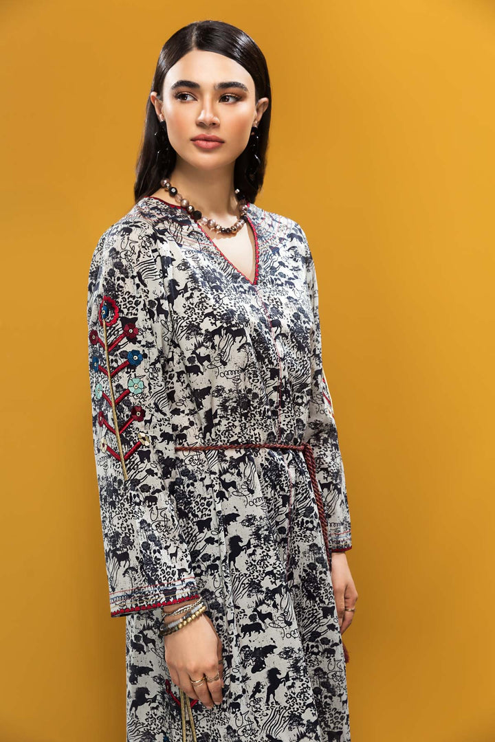 KF20-59 Printed Embroidered Lawn Fusion Dress - 1PC - Nishat Linen UAE