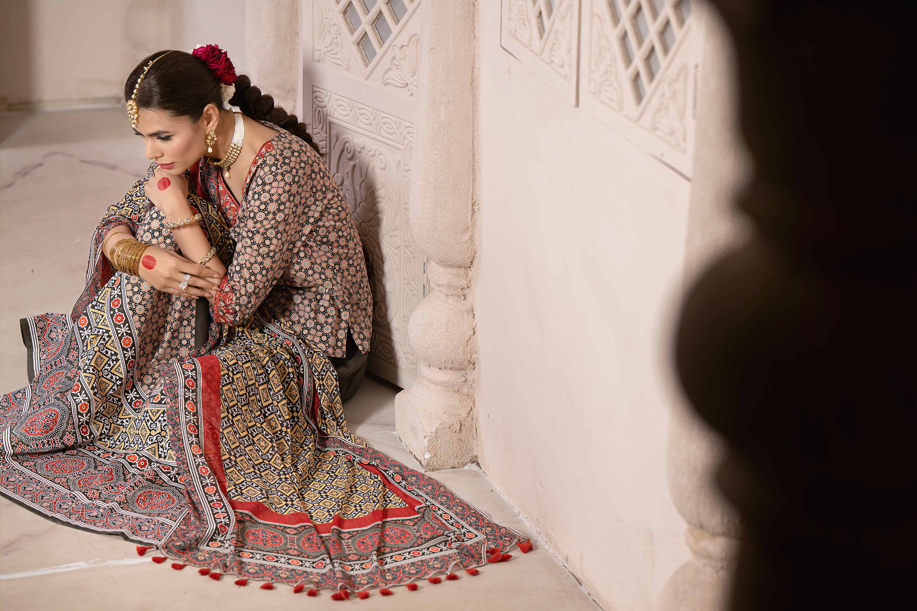 3 Piece - Printed Embroidered Suit - KFE24-07