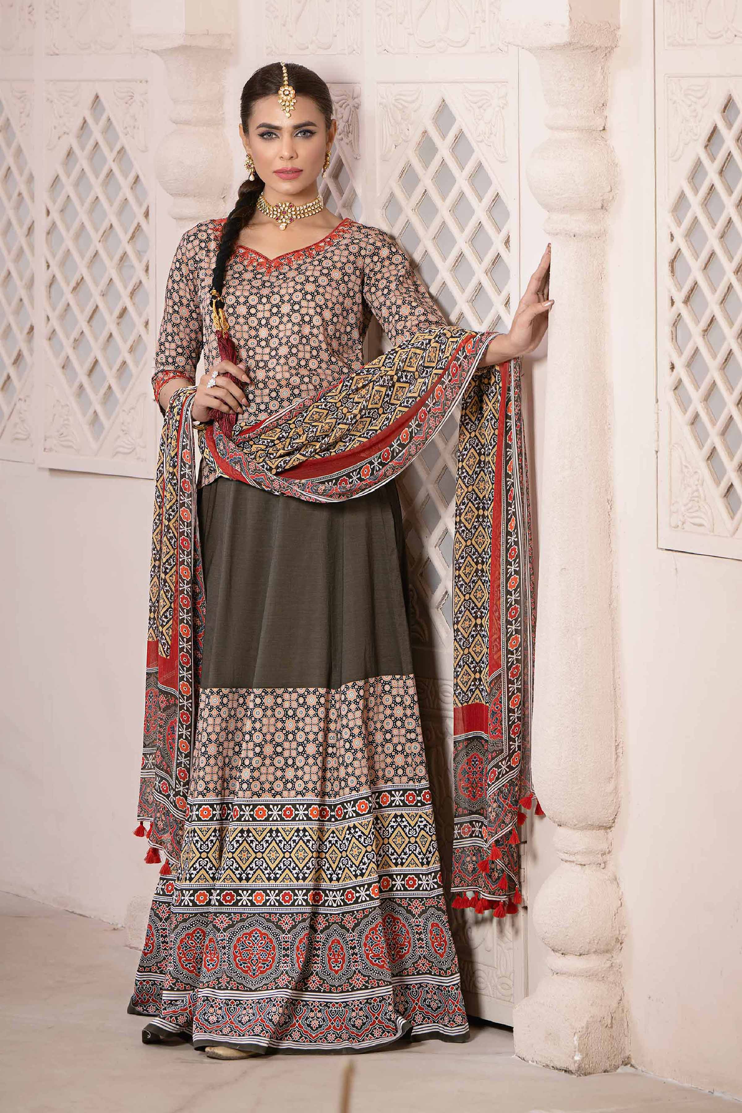 3 Piece - Printed Embroidered Suit - KFE24-07