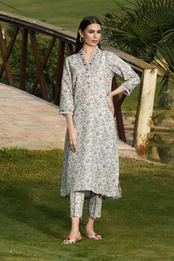 2 Piece - Printed Embroidered Suit - KFS24-42