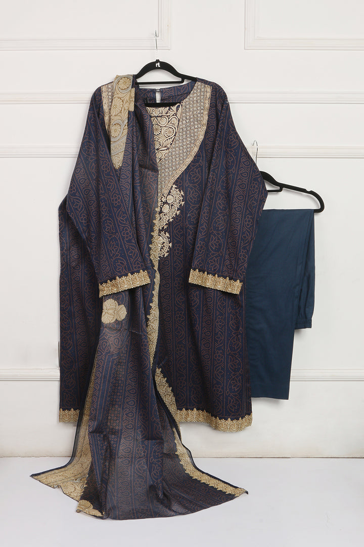 PDE20-01 Printed Embroidered Stitched Lawn Shirt, Cambric Trouser & Voil Dupatta - 3PC - Nishat Linen UAE