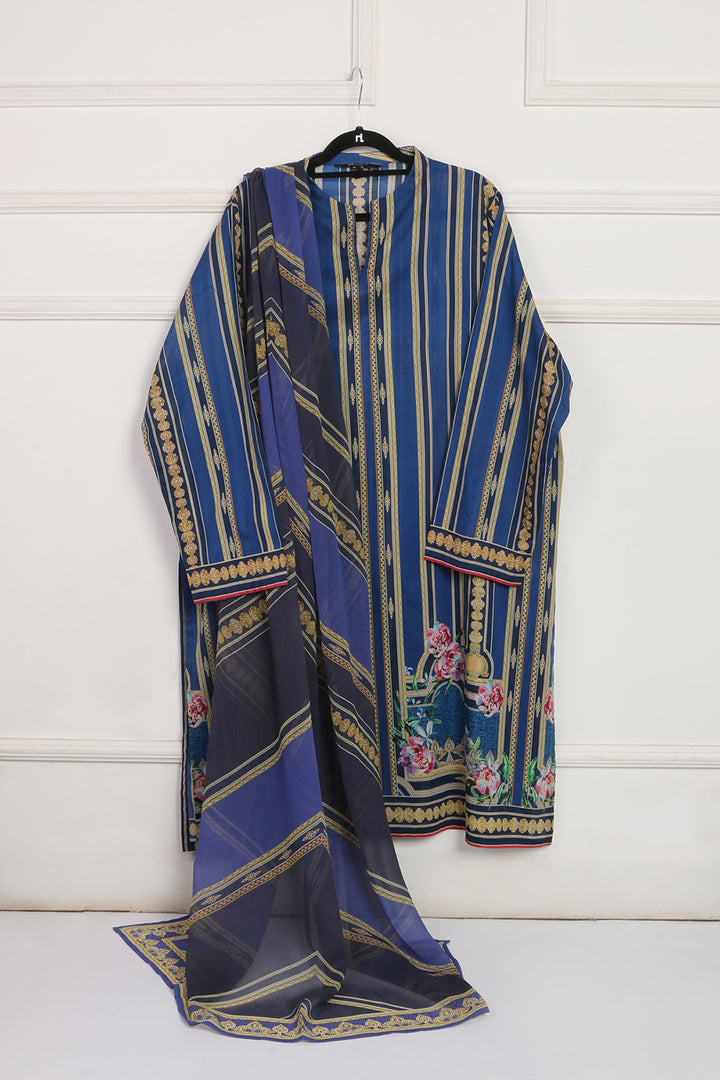 PDE20-20 Printed Stitched Lawn Shirt & Poly Chiffon Dupatta - 2PC - Nishat Linen UAE