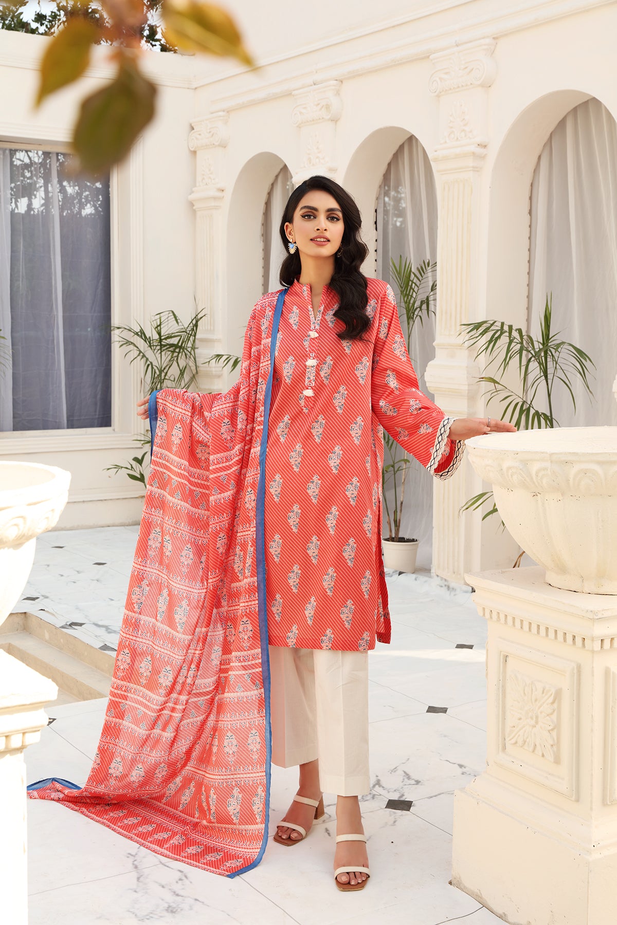 PDE22-23-Printed Straight Shirt With Dupatta 2PC