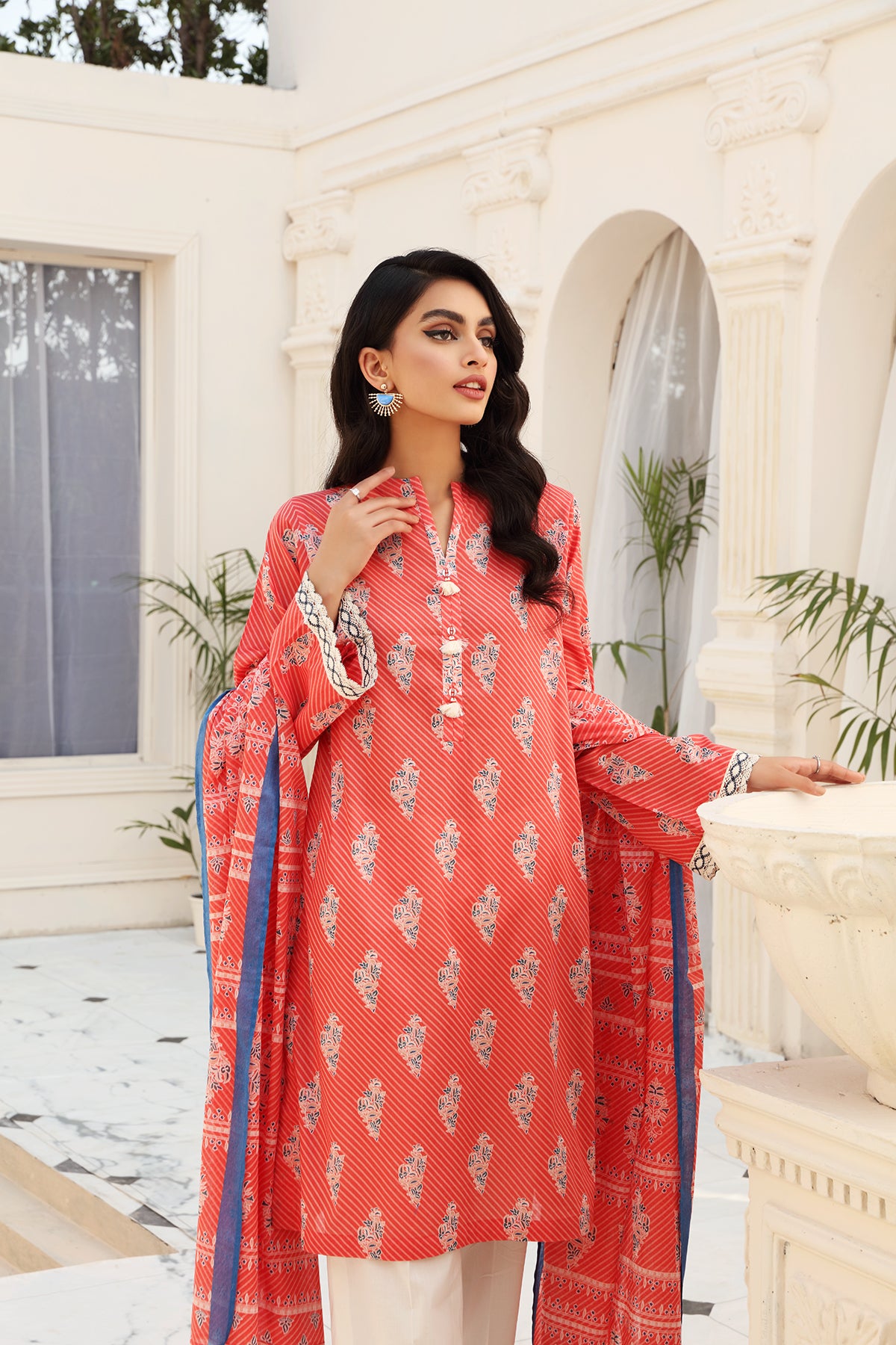 PDE22-23-Printed Straight Shirt With Dupatta 2PC