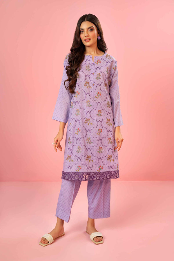2 Piece - Printed Embroidered Suit - PDE23-21