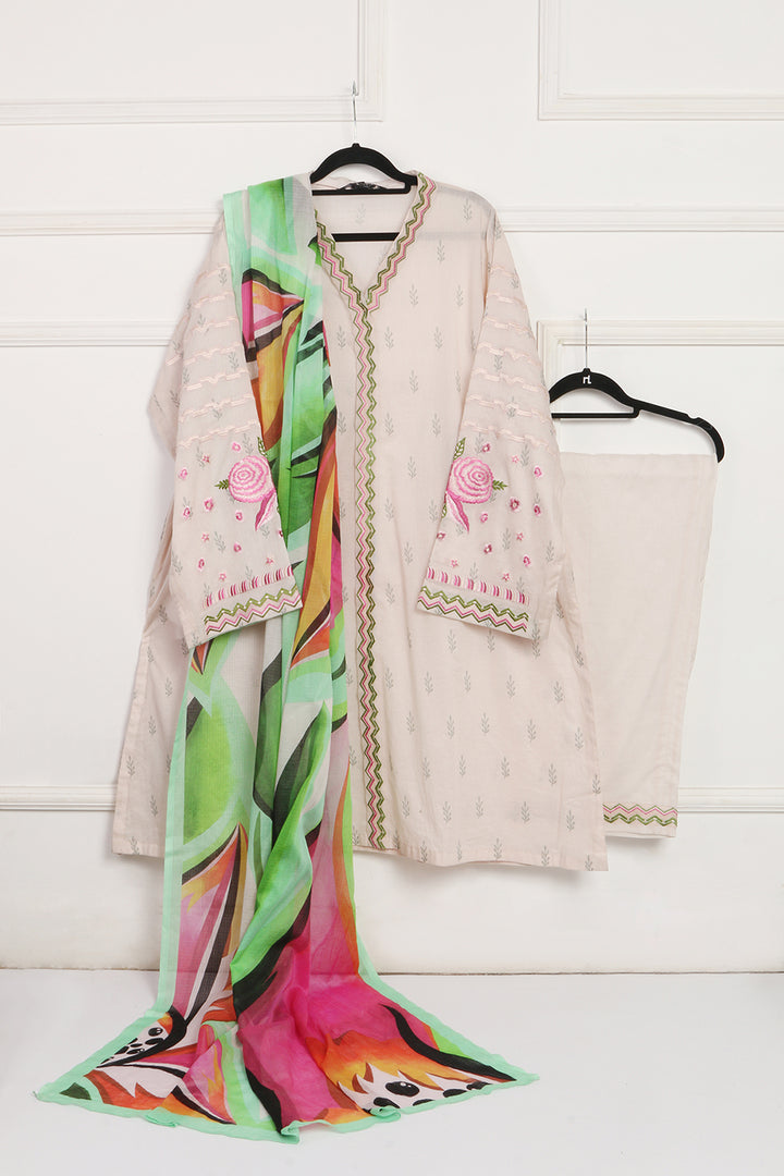 PDS20-08 Dyed Embroidered Stitched Lawn Shirt, Shalwar & Dupatta - 3PC - Nishat Linen UAE