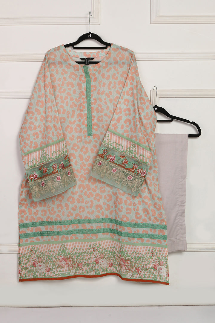 PDS20-15 Printed Embroidered Stitched Lawn Shirt, Trouser & Dupatta - 3PC - Nishat Linen UAE