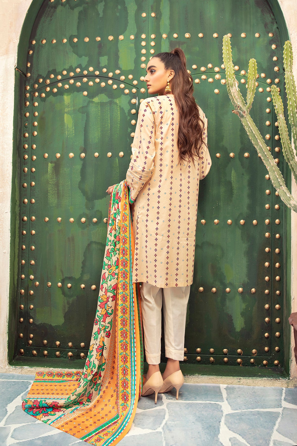 PDS21-08-Classic Shirt with Pleates & Button Detailngs with Dupatta - 2PC