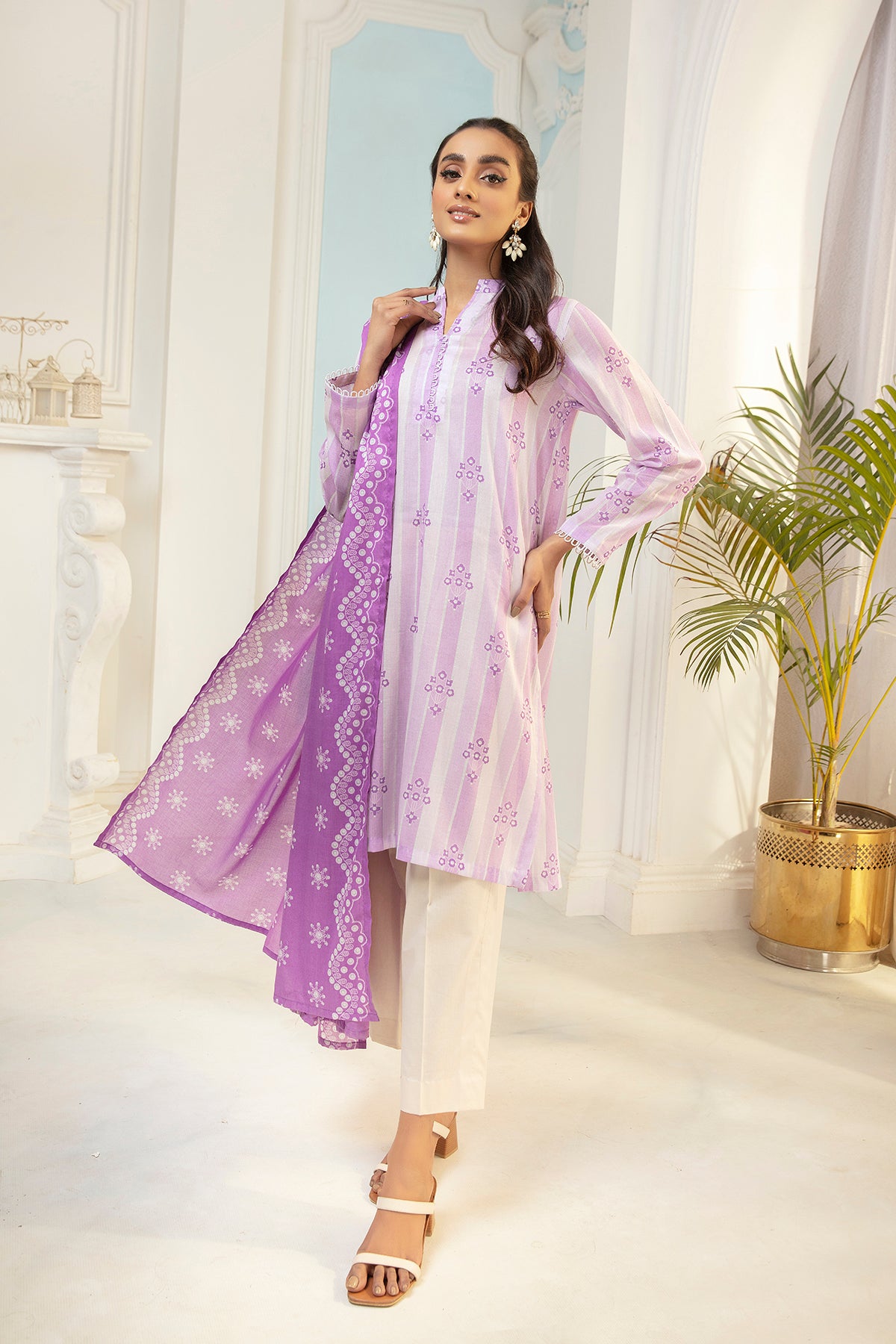PDS22-19-Printed Straight Shirt With Dupatta 2PC