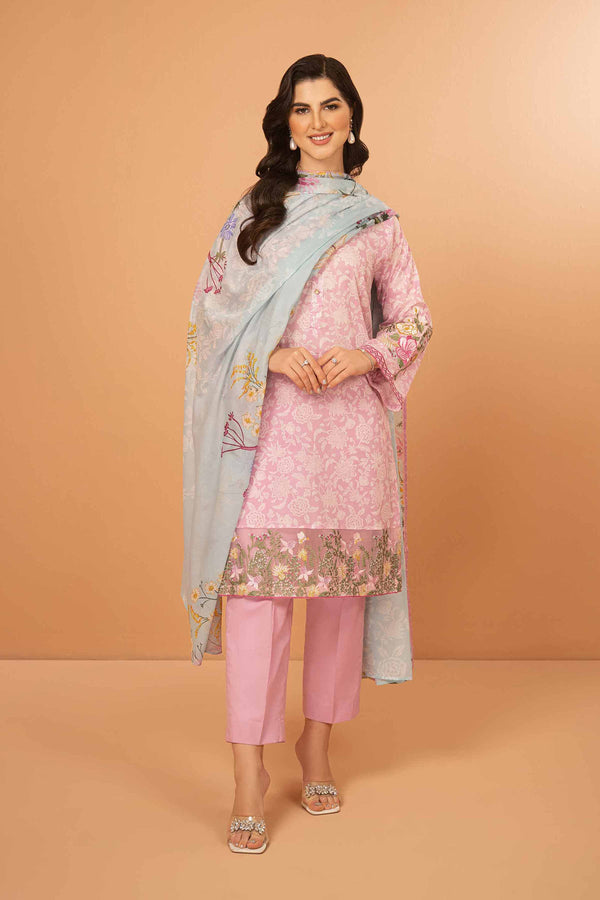 3 Piece - Printed Embroidered Suit - PDS23-26