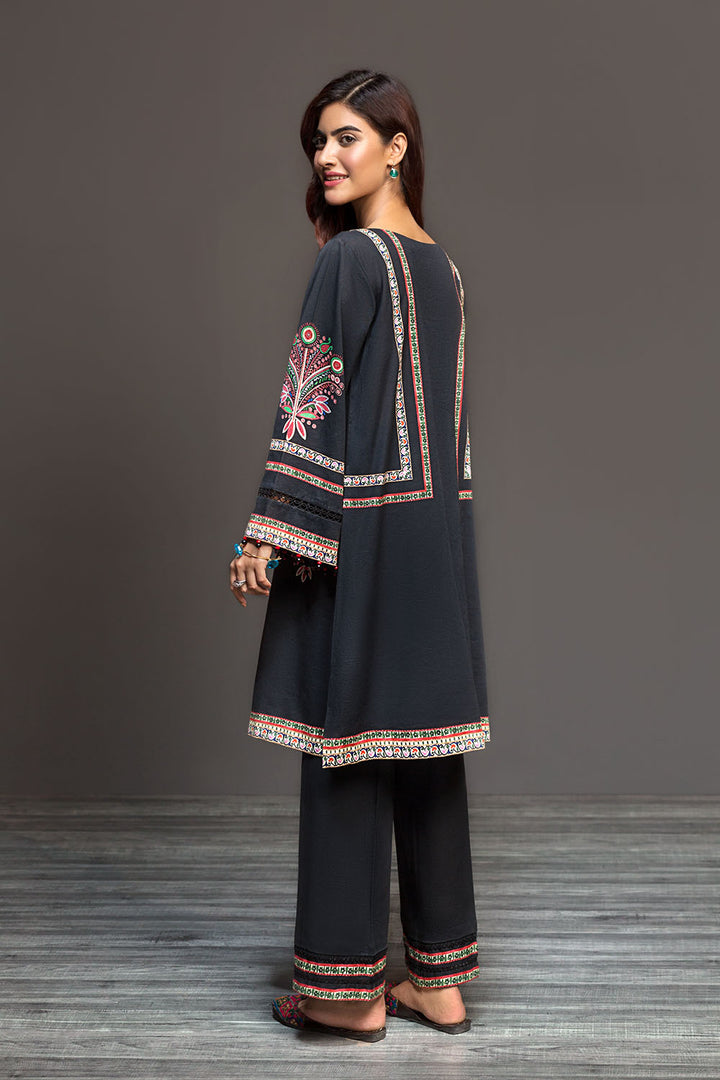 PDW19-13-Cotton Karandi – Black Digital Printed Stitched 2PC - Nishat Linen UAE
