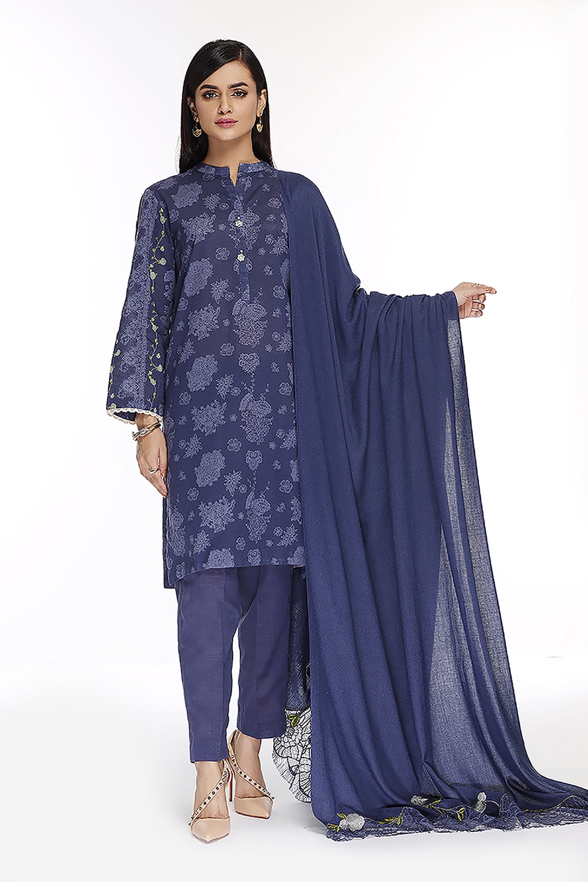 PDW21-45-Printed Embroidered 3PC