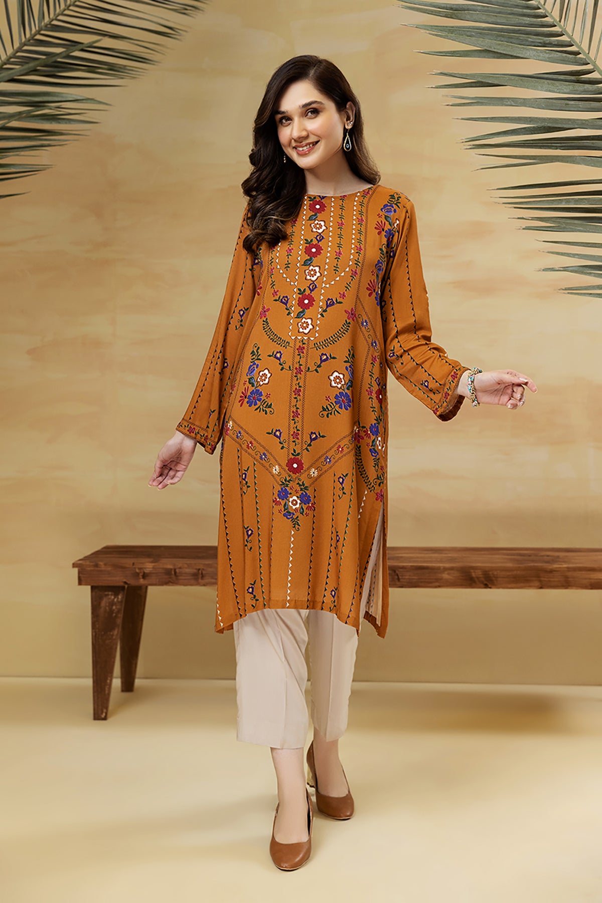 PDW22-15-Printed Straight Shirt 1PC