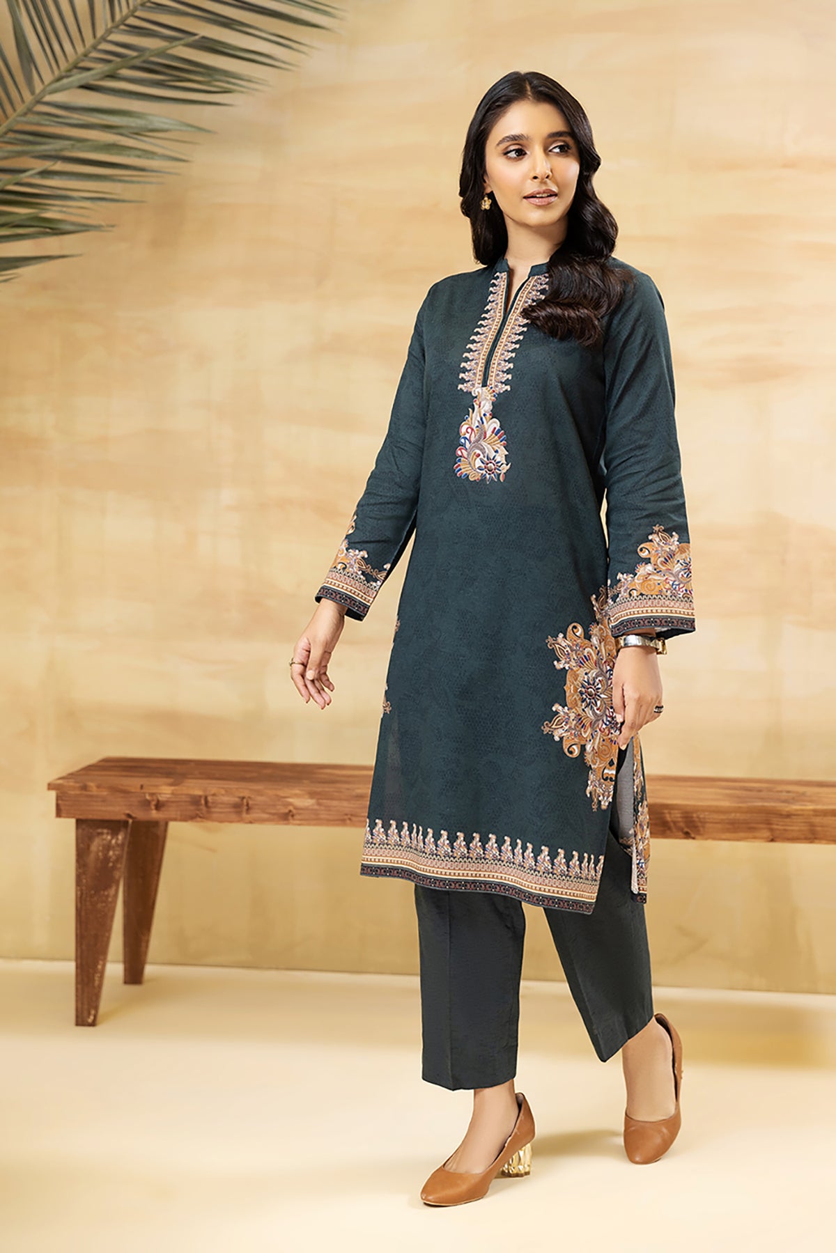 PDW22-23-Printed Straight Shirt & Trousers 2PC