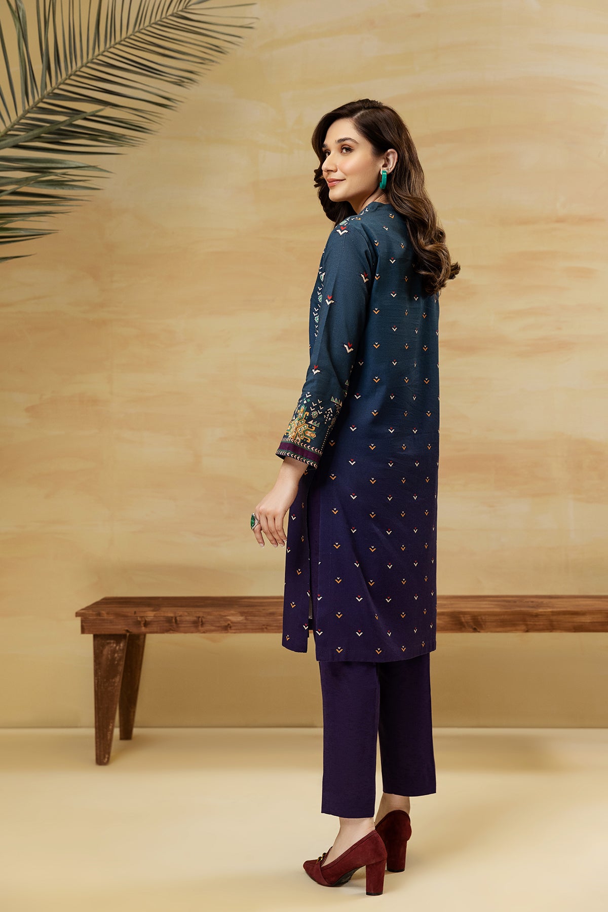 PDW22-24-Printed Straight Shirt with Trousers 2PC