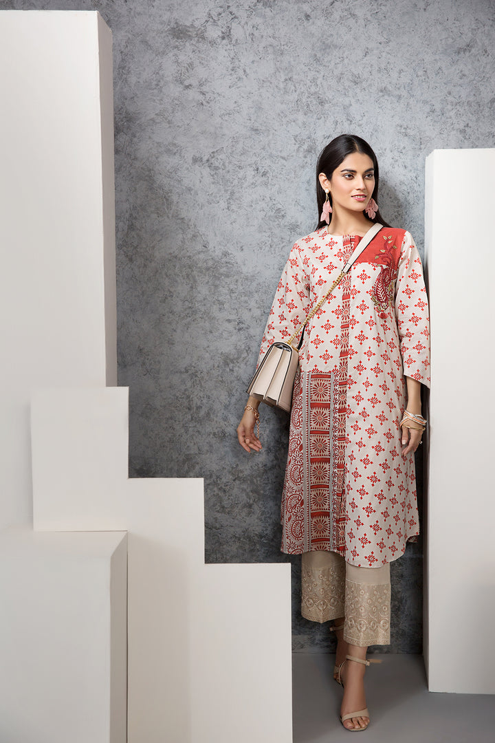 PE20-14 Printed Embroidered Stitched Shirt - 1PC - Nishat Linen UAE