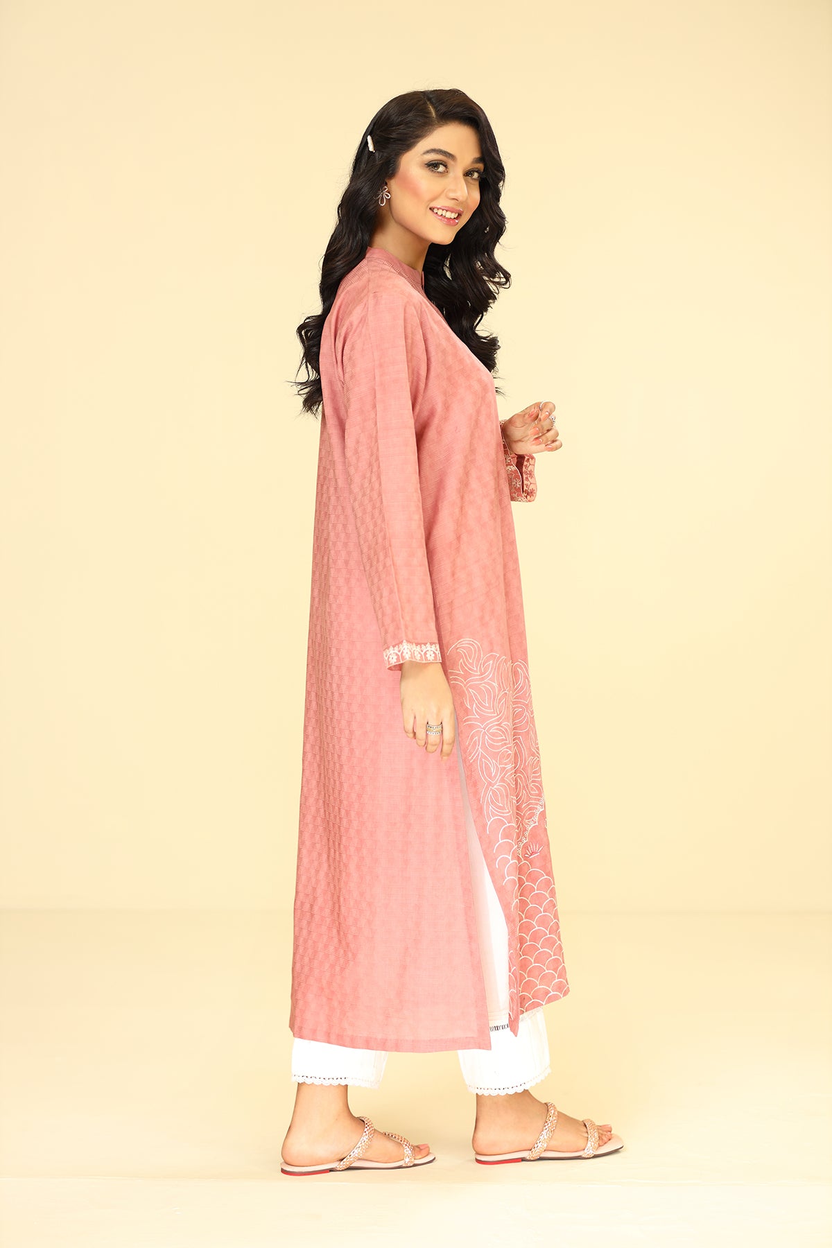 PE21-152-Embroidered Long Shirt 1PC