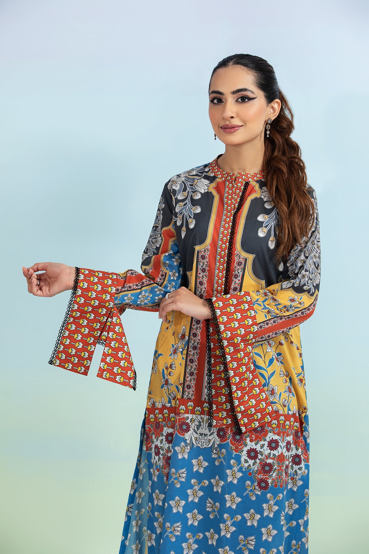 PE21-62-Bold Printed & Button Detailing Stitched Shirt-1PC