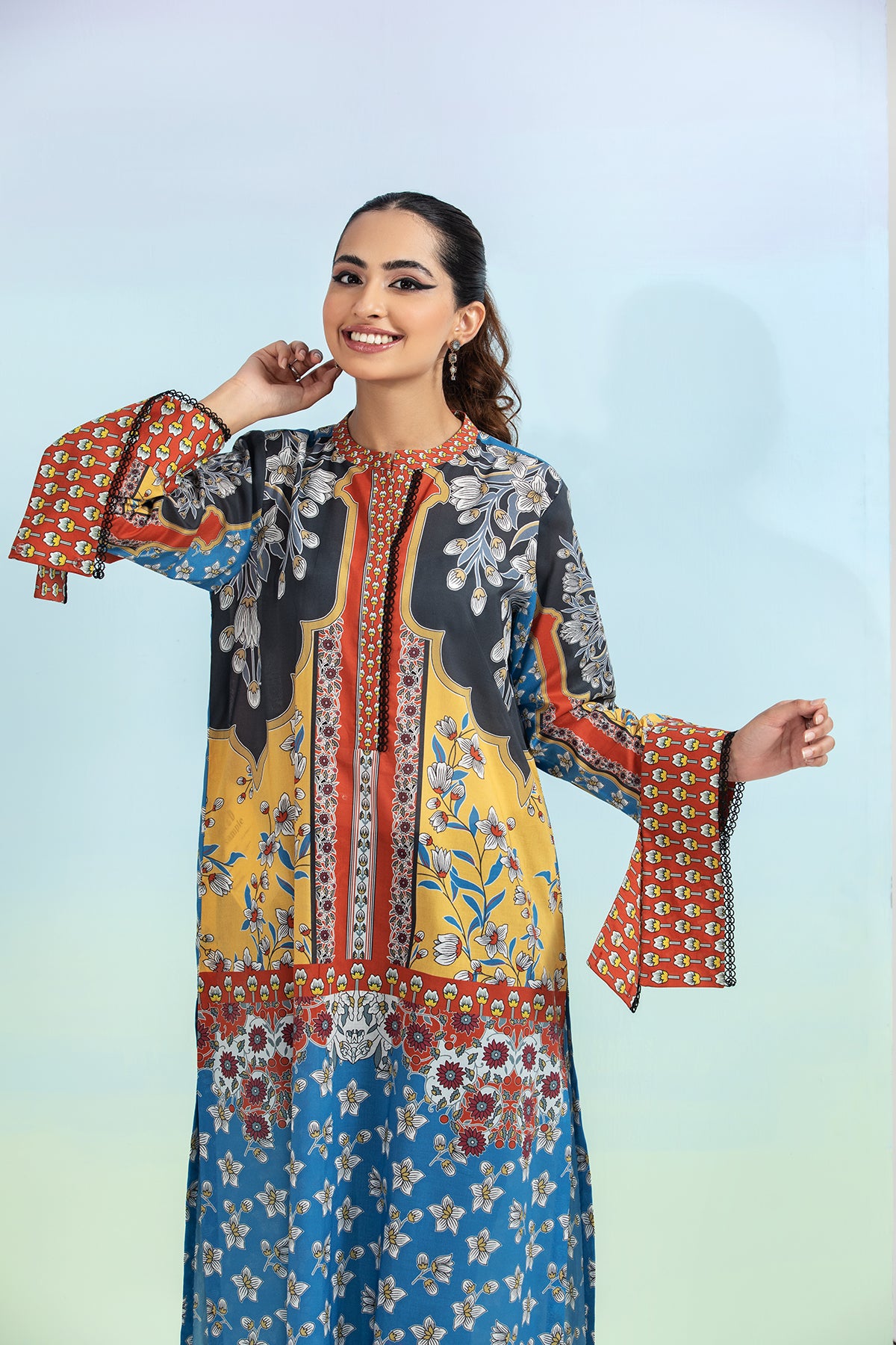 PE21-62-Bold Printed & Button Detailing Stitched Shirt-1PC