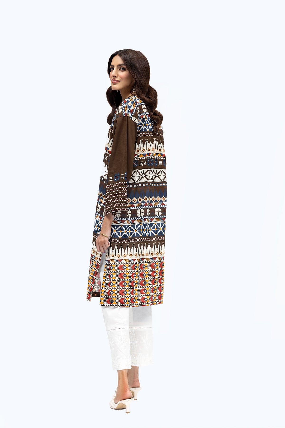 PE22-07-Printed Straight Shirt 1PC