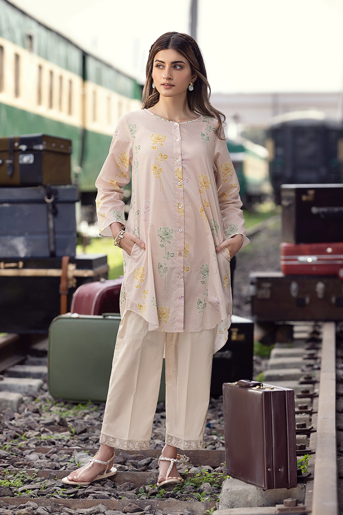 PE22-11-Button Down Printed Shirt 1PC