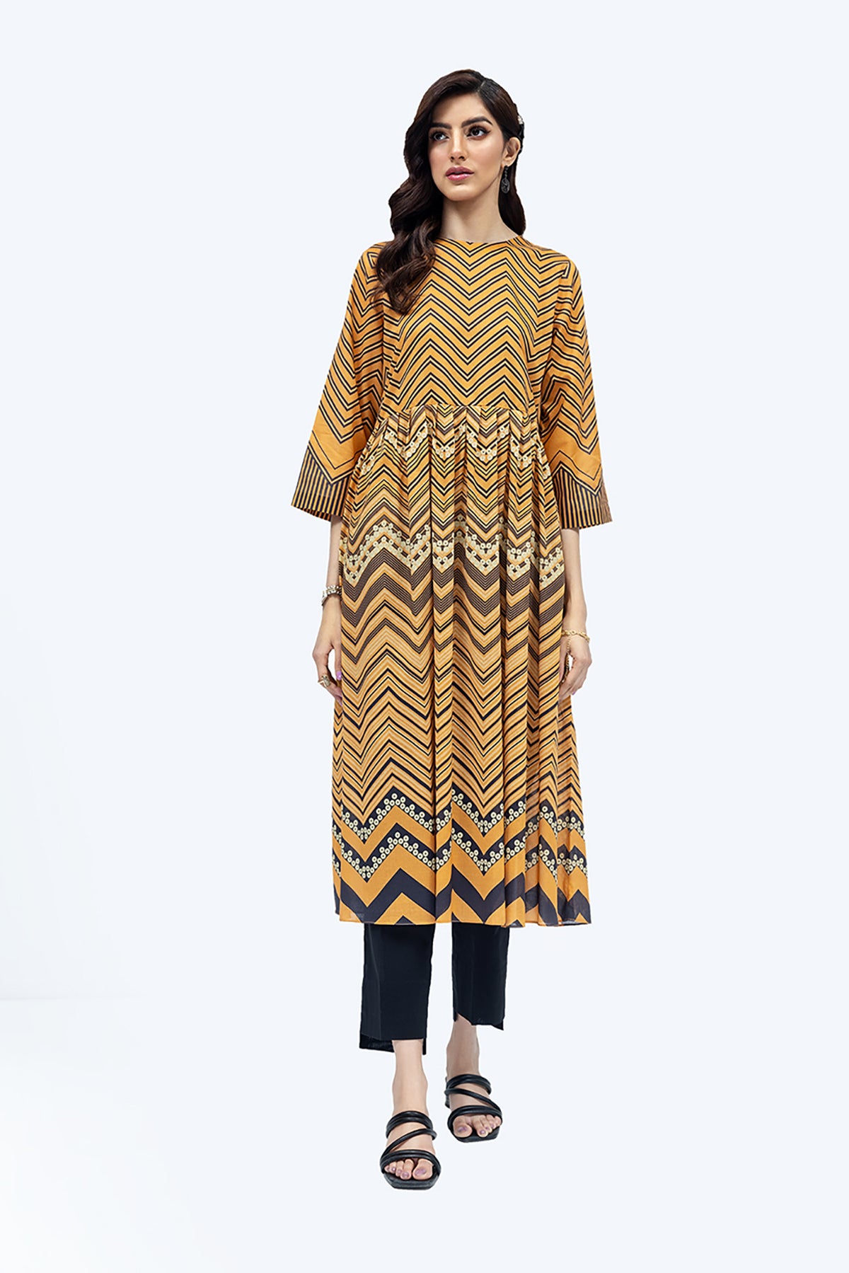 PE22-26-Printed Long Dress 1PC