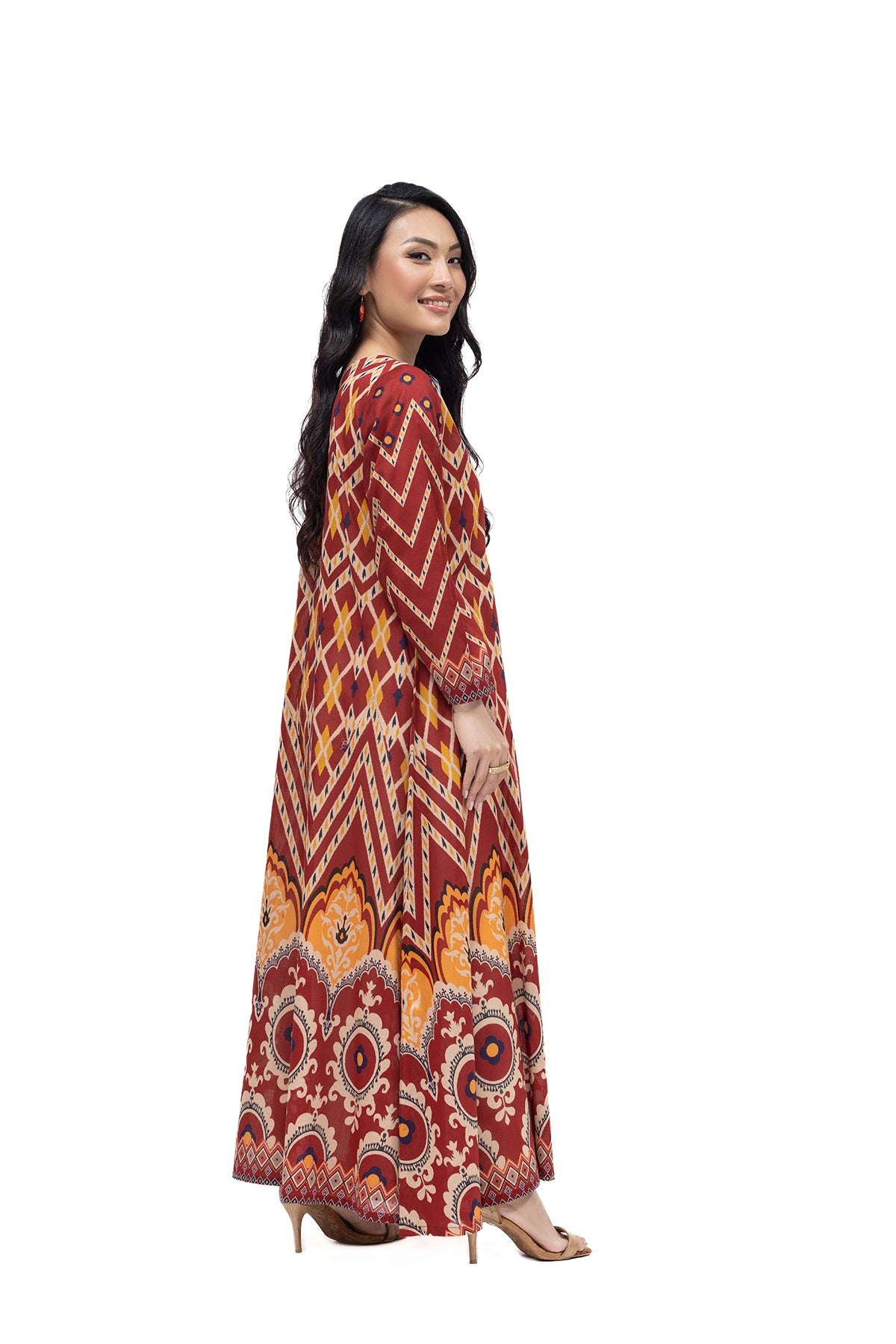 PE22-27-Printed Long Dress 1PC