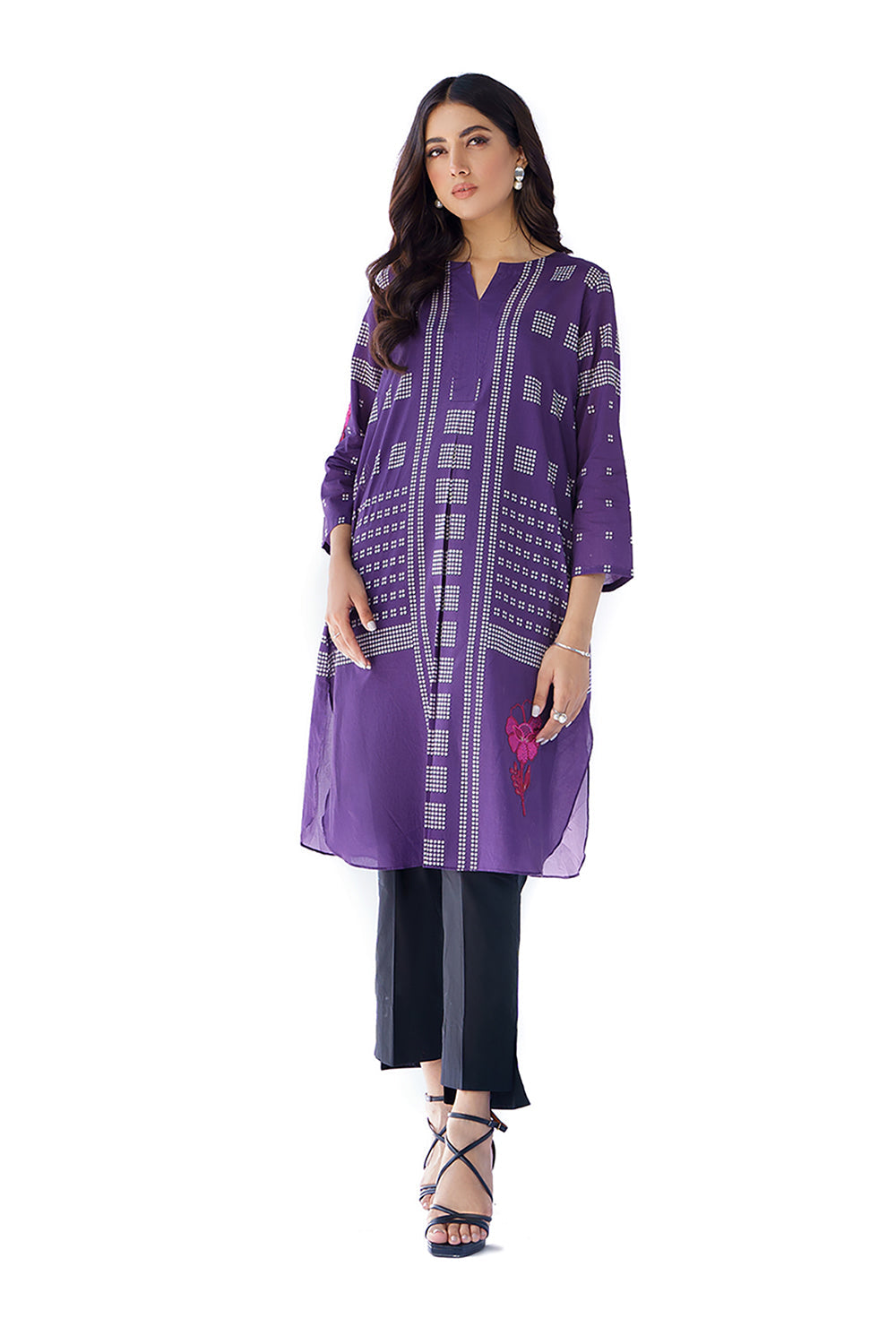 PE22-28-Printed Embroidered Shirt 1PC