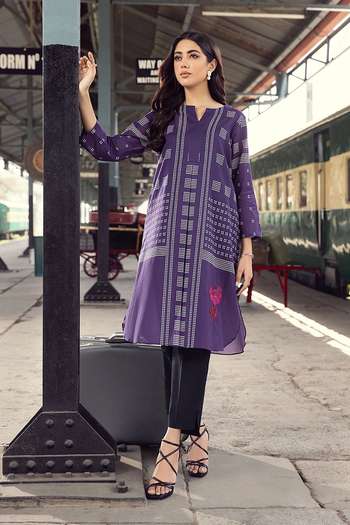 PE22-28-Printed Embroidered Shirt 1PC