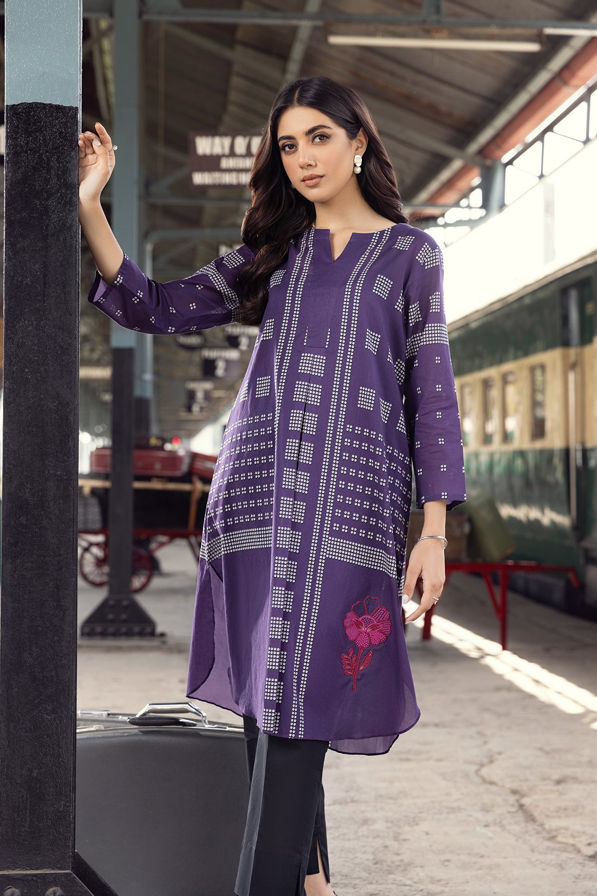 PE22-28-Printed Embroidered Shirt 1PC