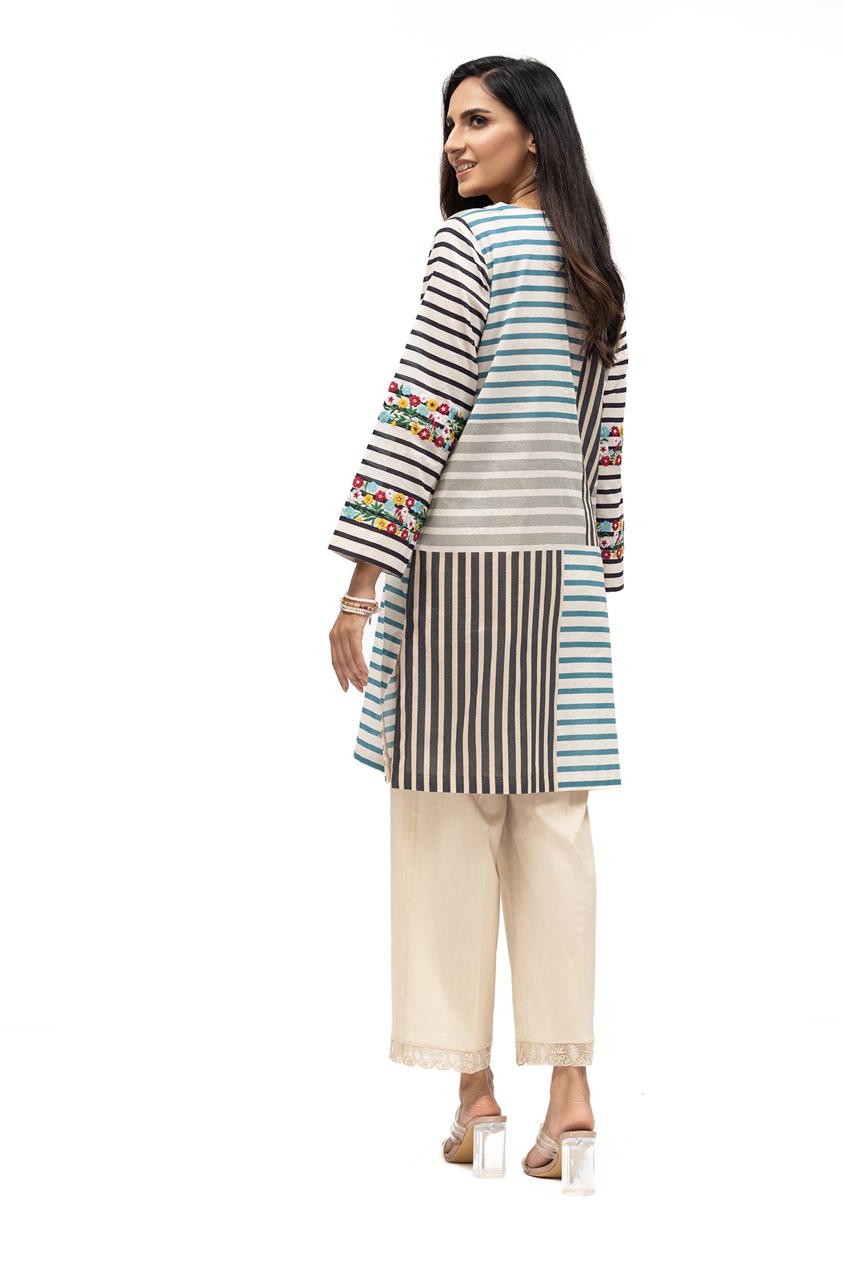 PE22-33-Printed Embroidered Shirt 1PC