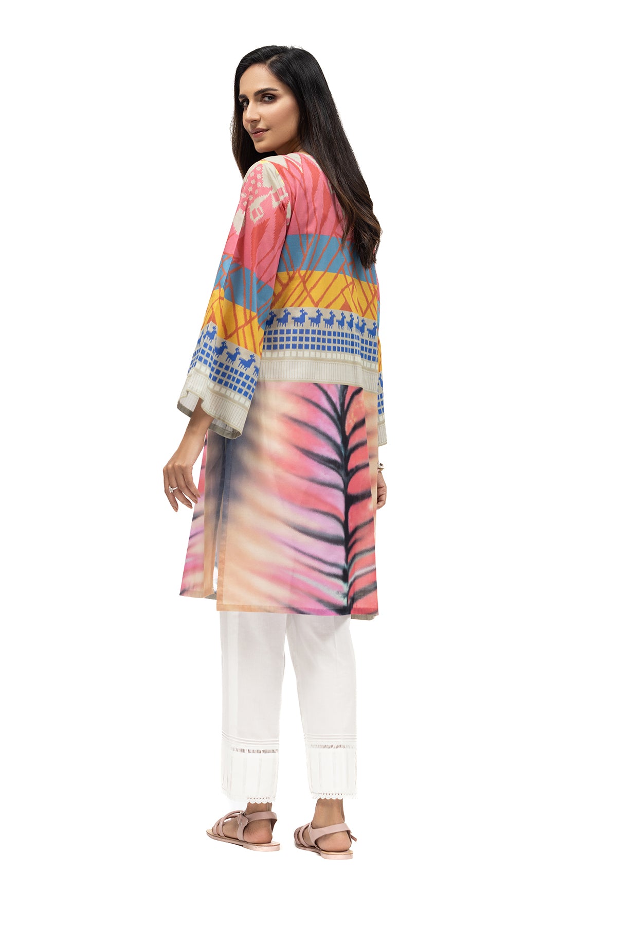 PE22-38-Printed Straight Shirt 1PC
