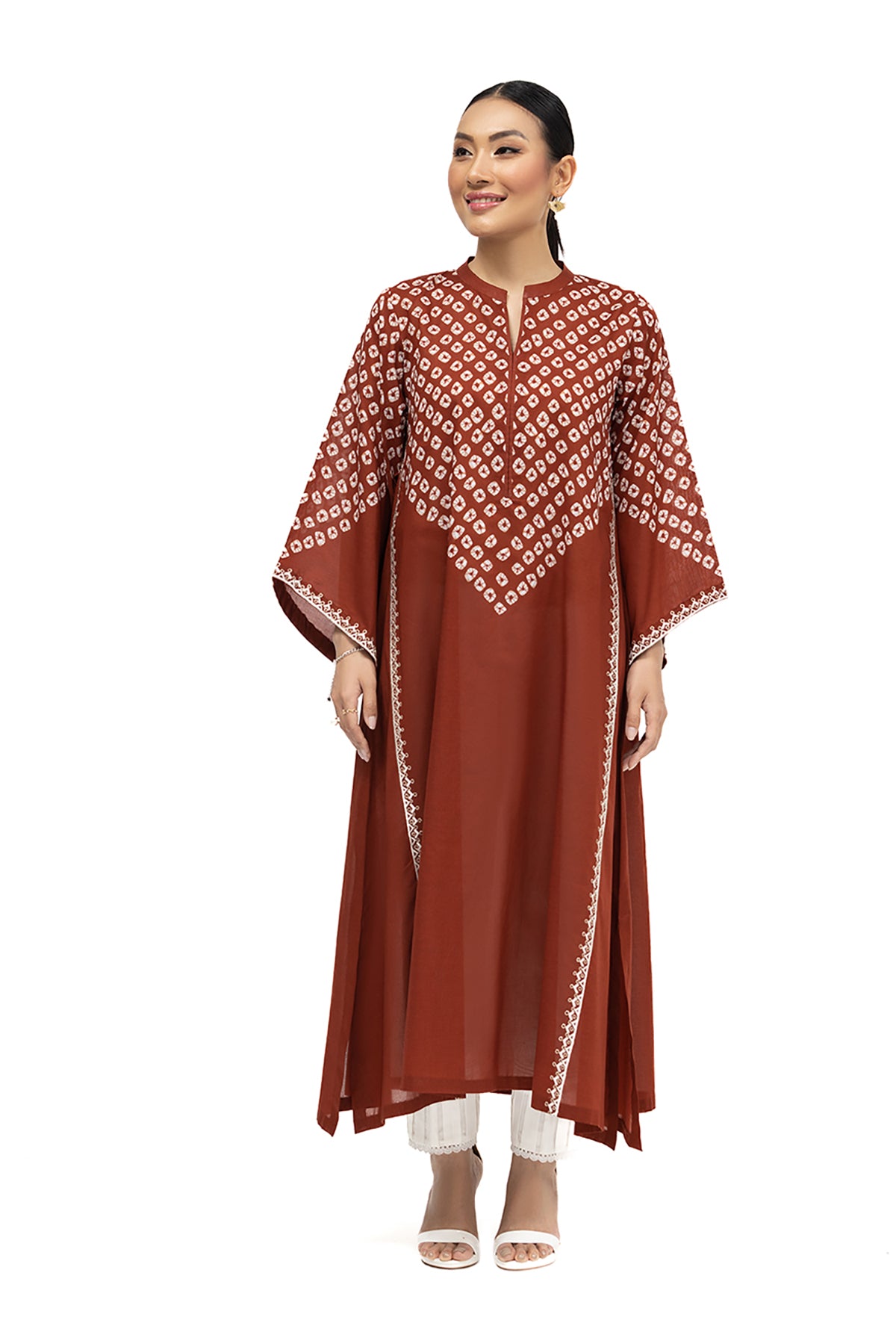 PE22-53-A-line Printed Embroidered Shirt 1PC