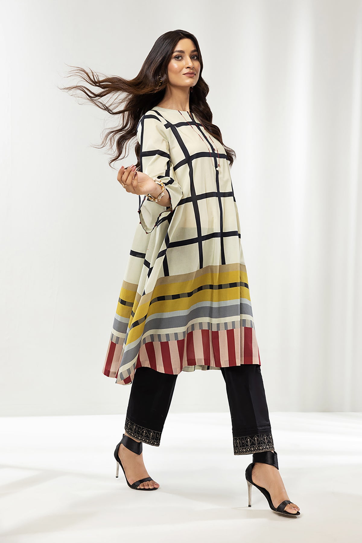 PE22-89-Printed Flared Shirt 1PC