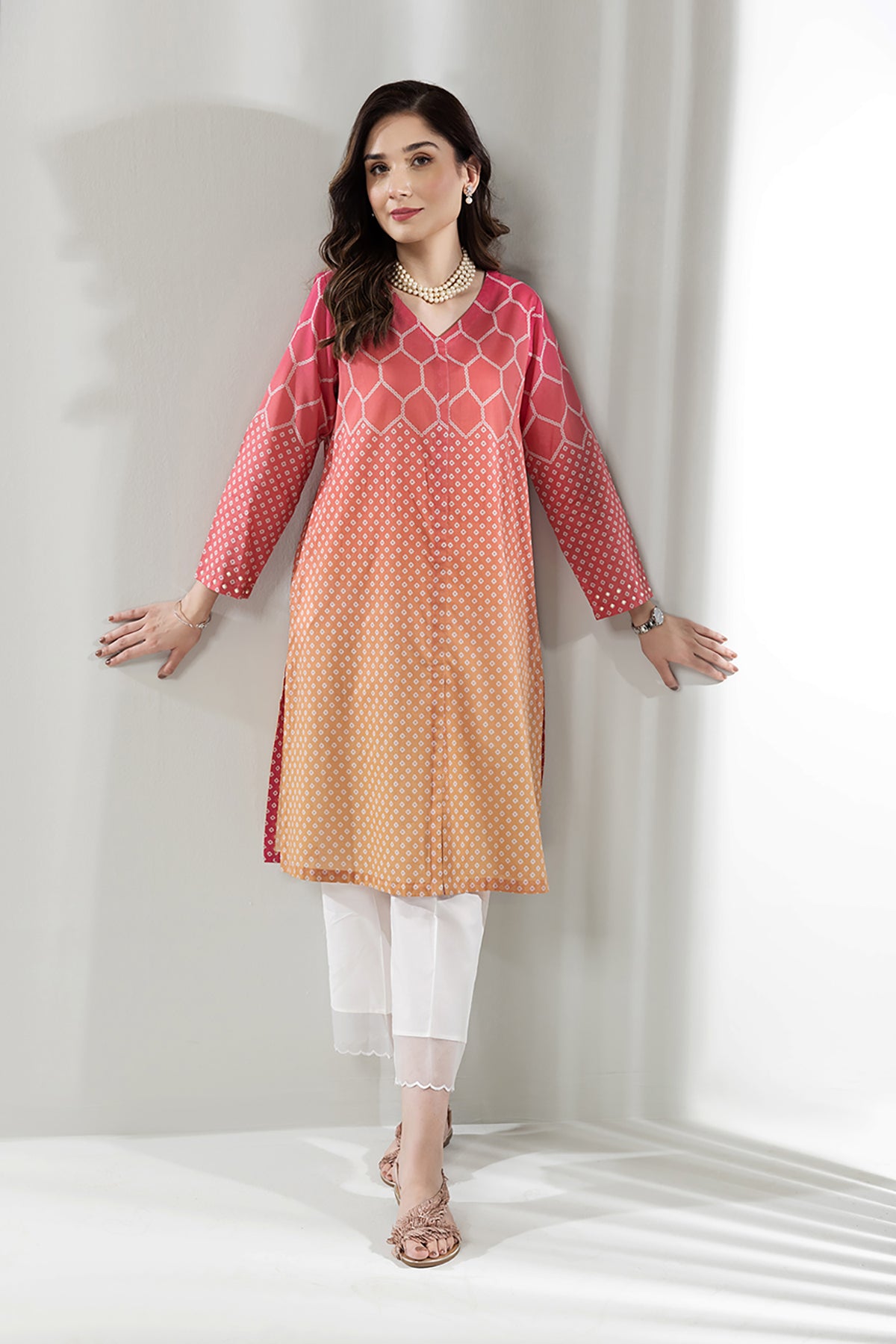PE22-91-Printed Front Open Shirt 1PC