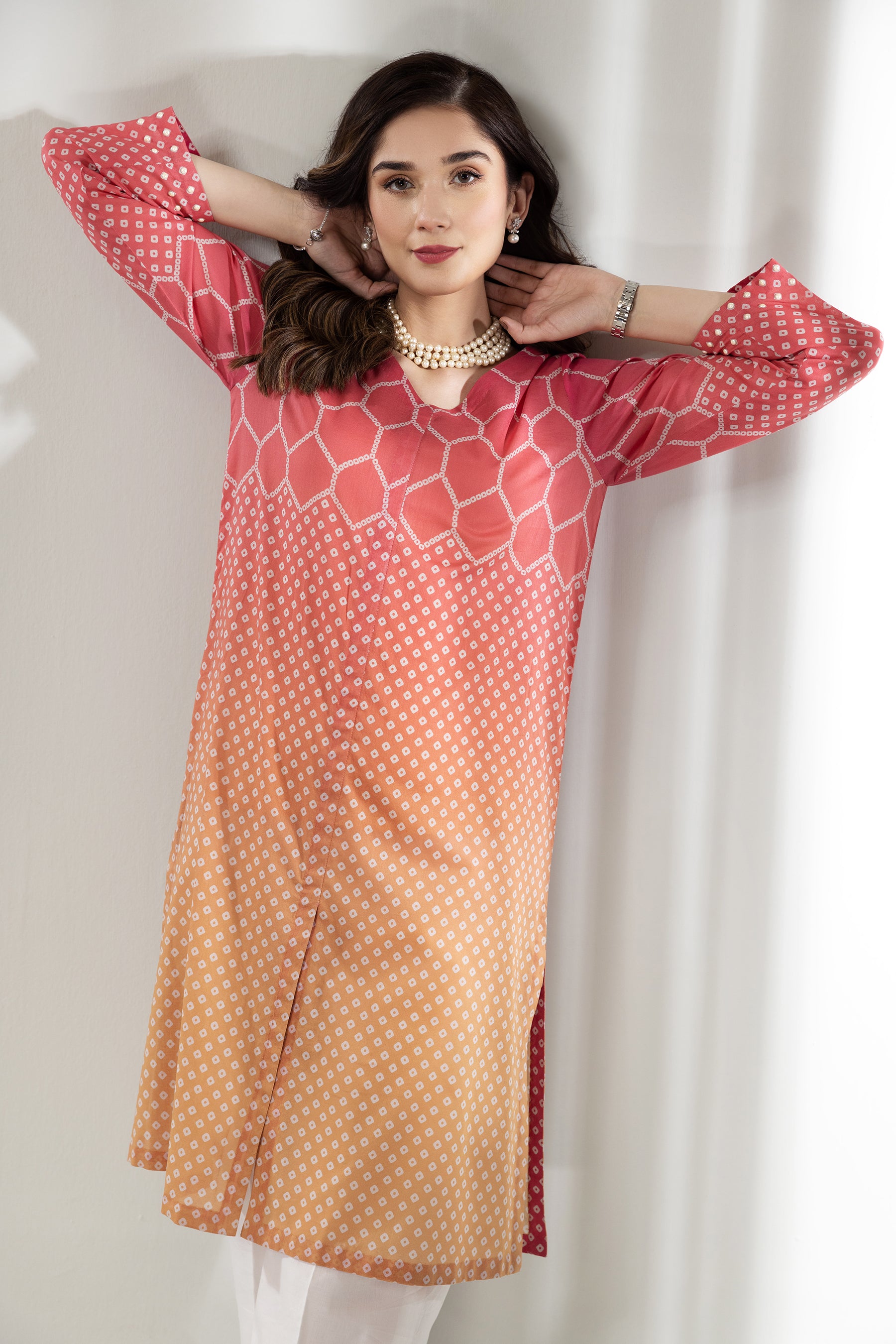 PE22-91-Printed Front Open Shirt 1PC