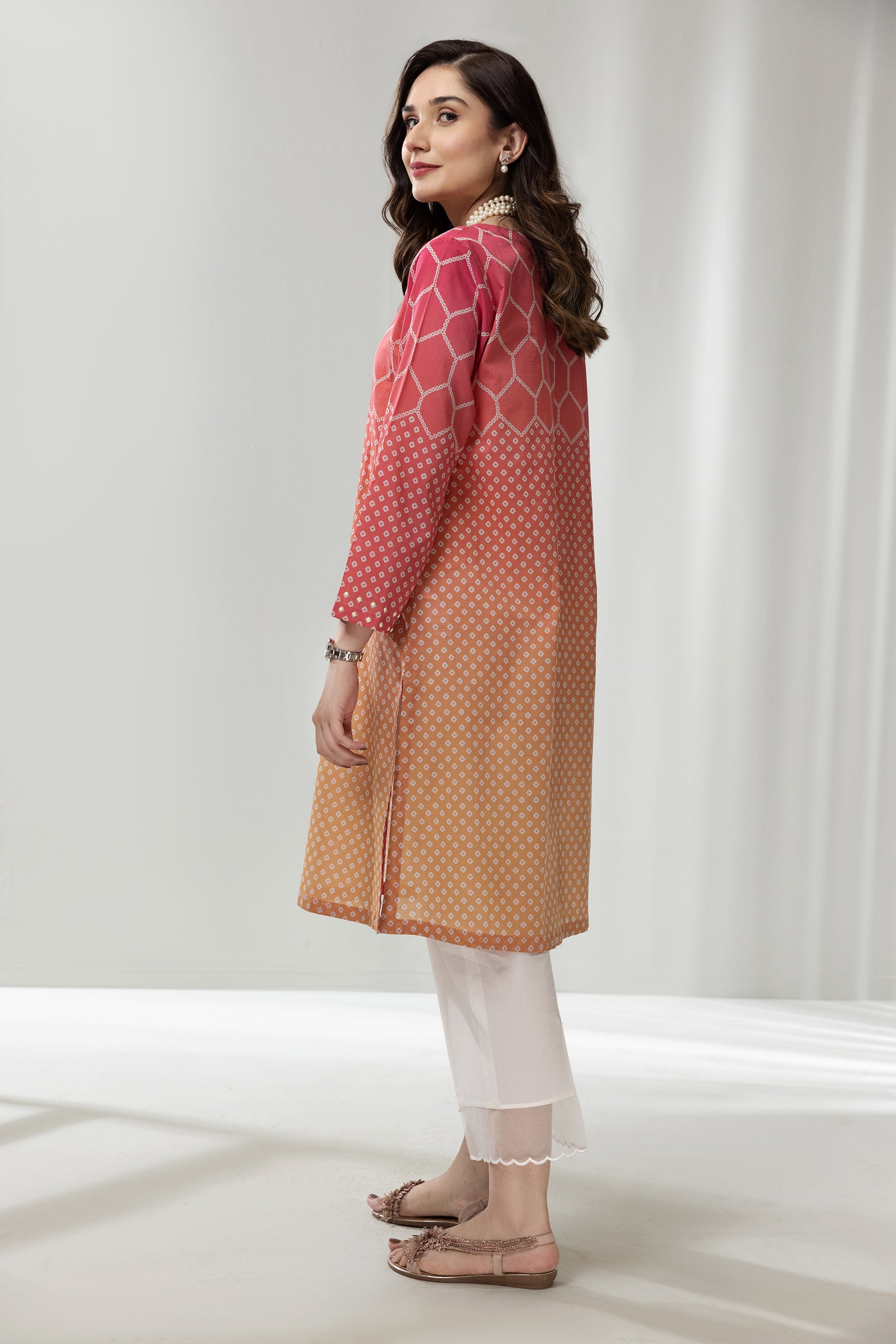 PE22-91-Printed Front Open Shirt 1PC